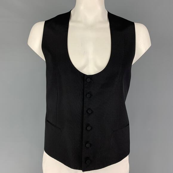 DOLCE & GABBANA Size 46 Black Wool Silk Buttoned Vest - Picture 1 of 5